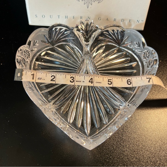Oneida Crystal SOUTHERN GARDEN 3-Part Relish Dish Heart Shape 8" Germany Cottage - Picture 2 of 8
